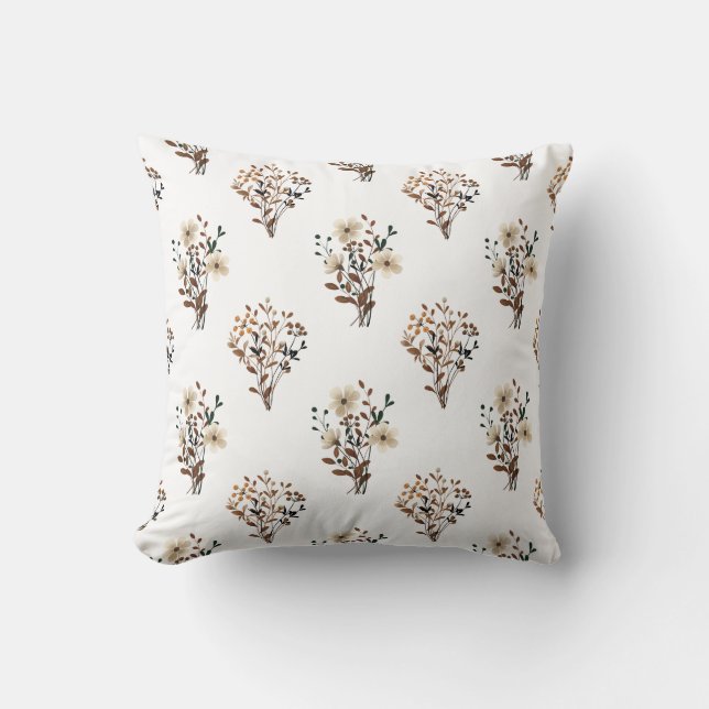 Coussin Fleur sauvage aquarelle neutre  (Recto)