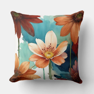 Coussin Fleur sauvage Boho abstrait