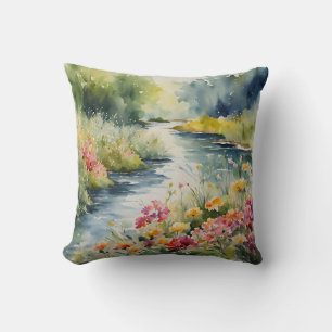 Coussin Fleur sauvage Creek Mountains Waterscape Waterscap