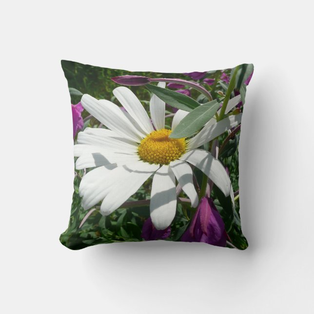 Coussin Fleur sauvage Daisy et Fireweed (Recto)