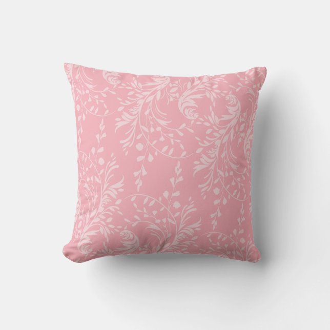 coussin fleur sauvage damassé rose pastel coussin (Recto)