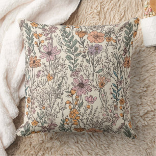 Coussin Fleur sauvage d'aquarelle Floral