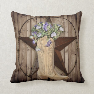 Coussin fleur sauvage de bois de grange rustique Cow-boy d