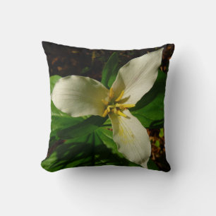 Coussin Fleur sauvage de printemps blanc Trillium Flower