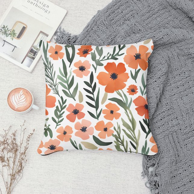 Coussin Fleur sauvage en terre cuite Boho Rustique Ressort (Créateur téléchargé)