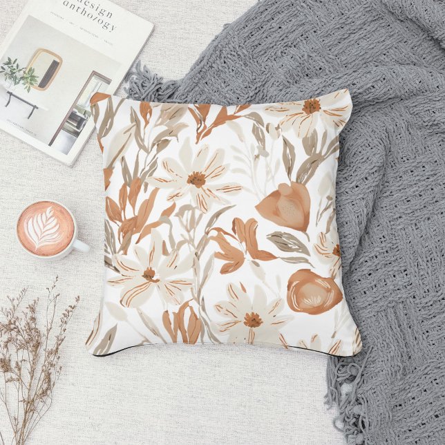 Coussin Fleur sauvage en terre cuite Boho Rustique Ressort (Créateur téléchargé)