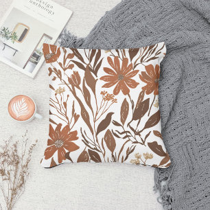 Coussin Fleur sauvage en terre cuite Boho Rustique Ressort