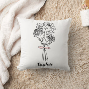 Coussin Fleur sauvage Nom personnalisé