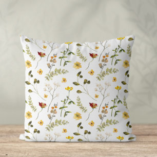 Coussin Fleur sauvage orange et jaune