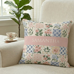Coussin Fleur Sauvage Rose Aquarelle Nom Floral