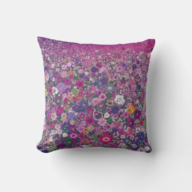 Coussin Fleur sauvage rose et violet (Recto)