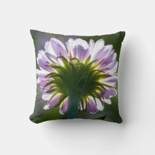 Coussin Fleur sauvage violette rétro-éclairée avec gouttes