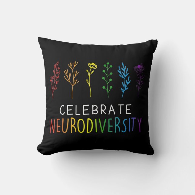 Coussin Fleur Sensibilisation sur l'autisme DE NEURODIVERS (Recto)
