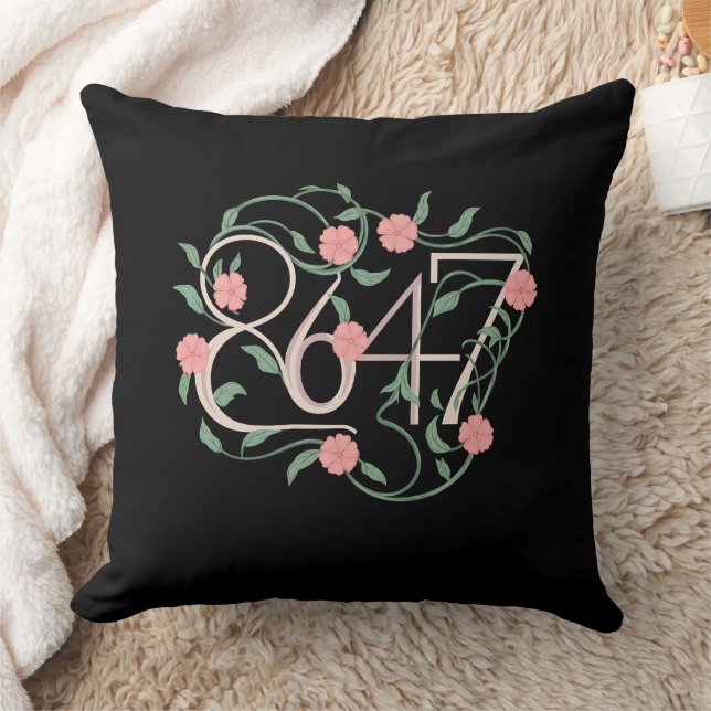 Coussin Fleur Subtil Anti Trump 8647 86 47 Boho (Couverture)