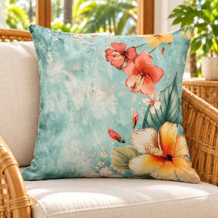 Coussin Fleur Tropicale Bohème et Décontractée