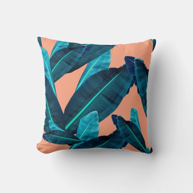 Coussin Fleur tropicale, plante et motif de feuilles b (Recto)