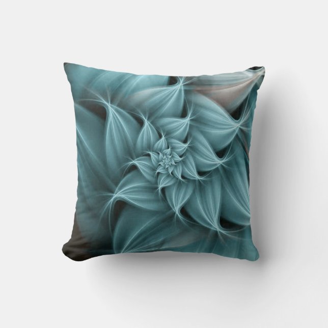 Coussin Fleur Turquoise Magnifique Fractale (Recto)