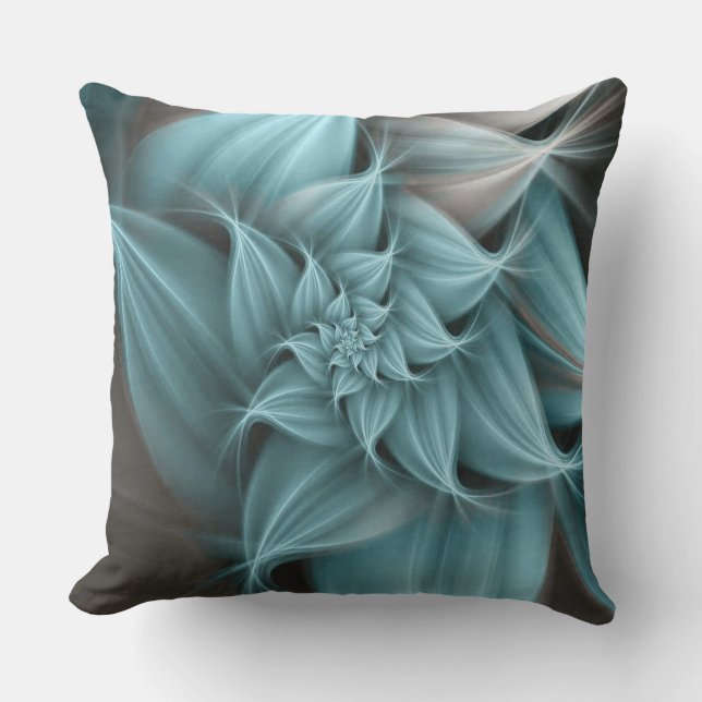Coussin Fleur Turquoise Magnifique Fractale (Recto)