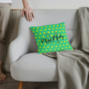 Coussin Fleur vert jaune pâtisseries botaniques Floral