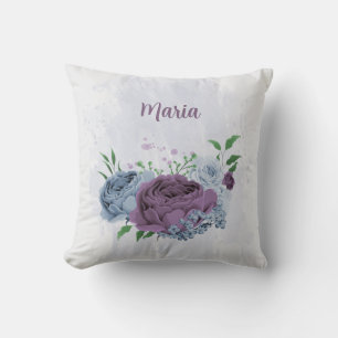 Coussin Fleur violet poussiéreux bleu 