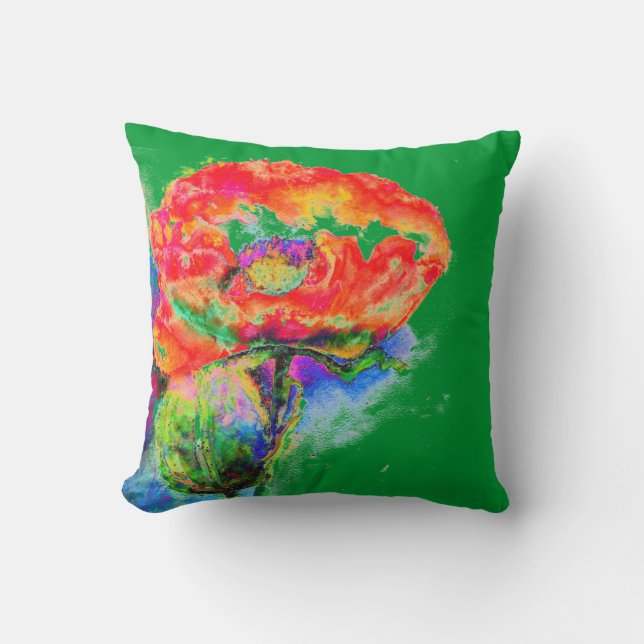 Coussin Fleural aquarelle rouge abstrait élégant (Recto)