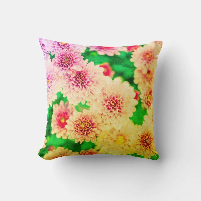 coussin fleuri à ressort rose moderne (Recto)