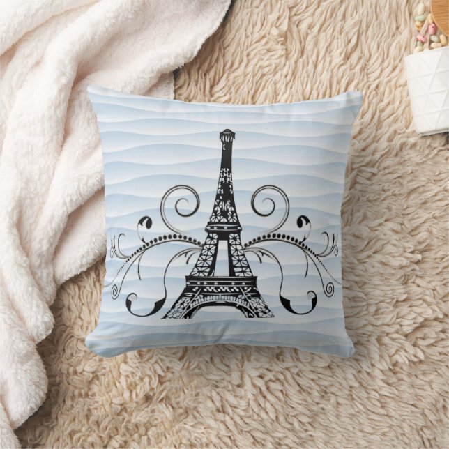 Coussin fleuri Blue Eiffel Towel (Couverture)