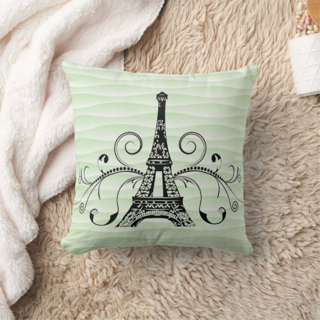 Coussin fleuri de serviettes Eiffel vertes (Couverture)