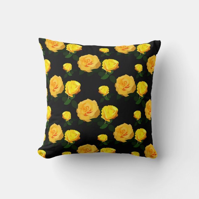 Coussin fleuri jaune tendance (Recto)