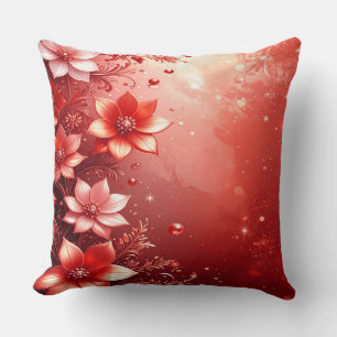 Coussin Fleurie festive rouge