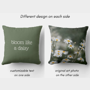 Coussin Fleurir comme une marguerite, texte personnalisé f