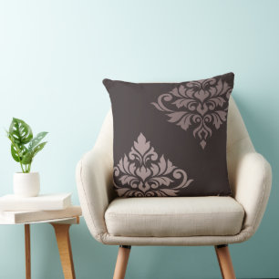 Coussin Fleurir Damassé Art II Taupes