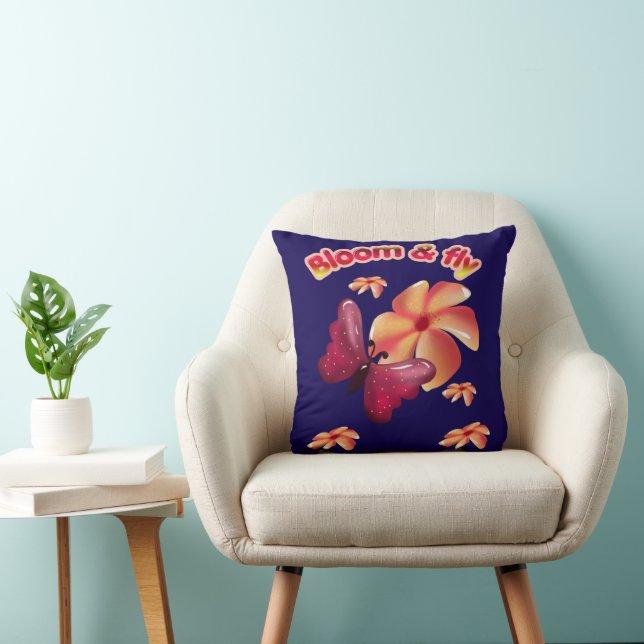 Coussin Fleurir et Voler Papillon Fleur Esthétique Mignon  (Chaise)