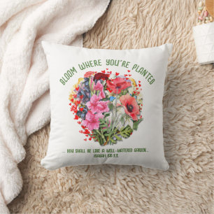 Coussin Fleurir là où vous êtes planté Floral Christian