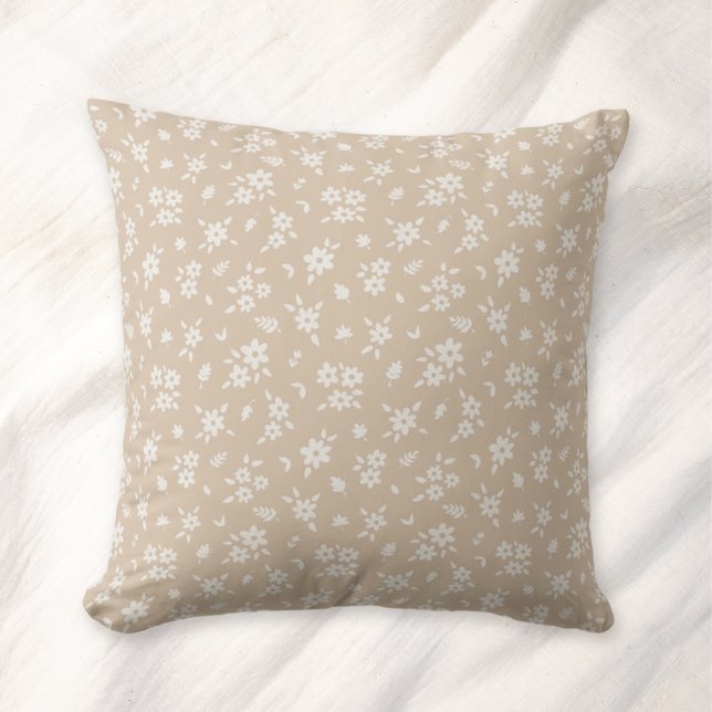 Coussin Fleuris Ditsy Neutres Douces Pâles Tannées Taupe (Créateur téléchargé)
