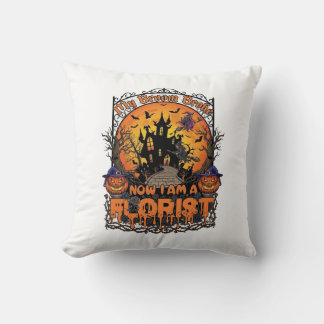 Coussin Fleuriste Balai Cassé Sorcière Halloween Citrouill