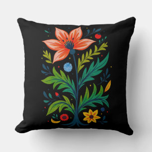 Coussin Fleuriste sombre humeur botanique vintage art folk