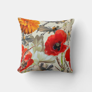 Coussin Fleuron floral flou, art vintage.