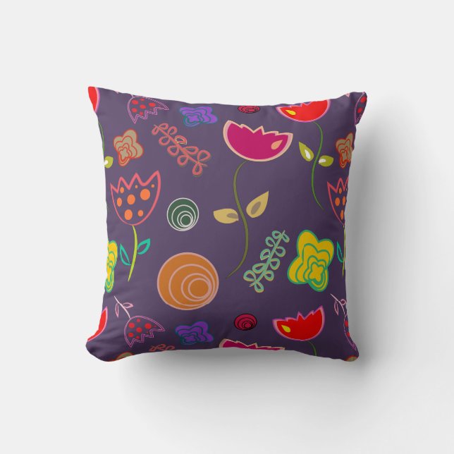 Coussin Fleuron moderne rose violet (Recto)