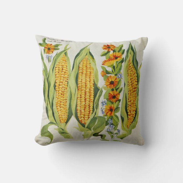 Coussin Fleurs 2014 de maïs et de moelle /courgette (Recto)