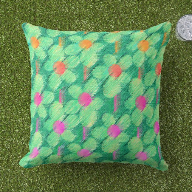 Coussin Fleurs à la craie pastel (Herbe)