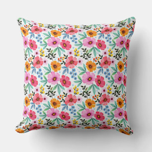 Coussin Fleurs à main colorées Motif sans couture-3