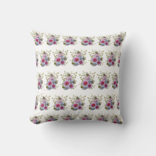 Coussin Fleurs & Abeilles Dessin Numérique, Roses Trèfles