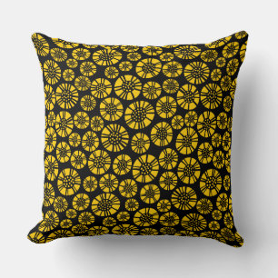Coussin Fleurs Abstraites 031023 - Ambre sur Noir