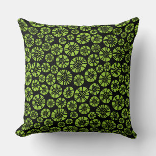 Coussin Fleurs Abstraites 031023 - Martian Green sur Noir