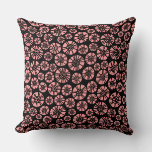Coussin Fleurs Abstraites 031023 - Rose doux sur noir