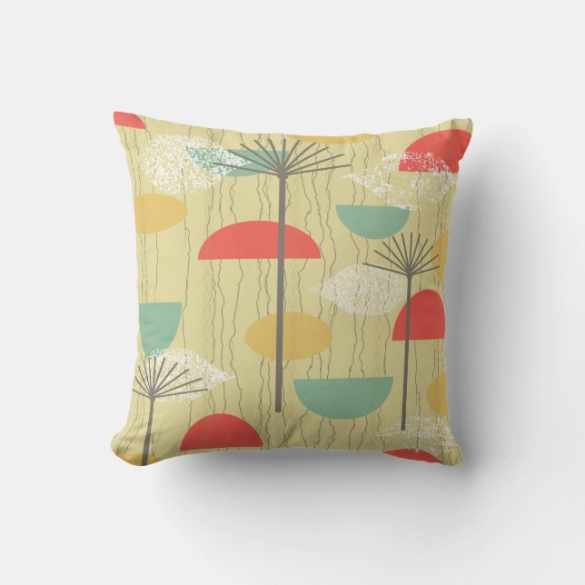 Coussin Fleurs Abstraites en tissu d'écorce (Recto)