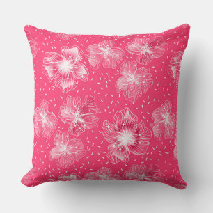 Coussin Fleurs abstraites roses chaudes rétro
