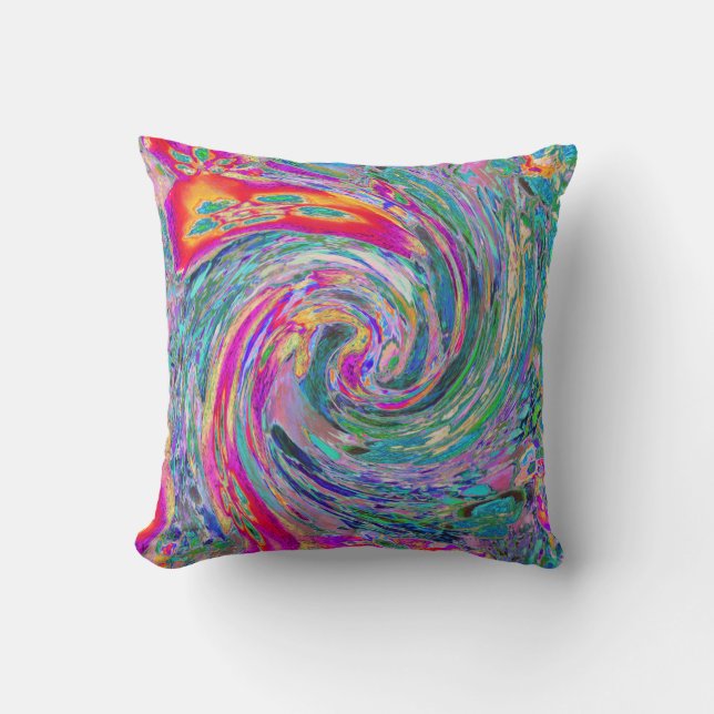Coussin Fleurs Abstraites Vagues de Couleurs de Psychédéli (Recto)