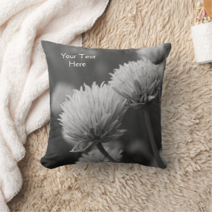 Coussin Fleurs Allium Noir Et Blanc Personnalisées